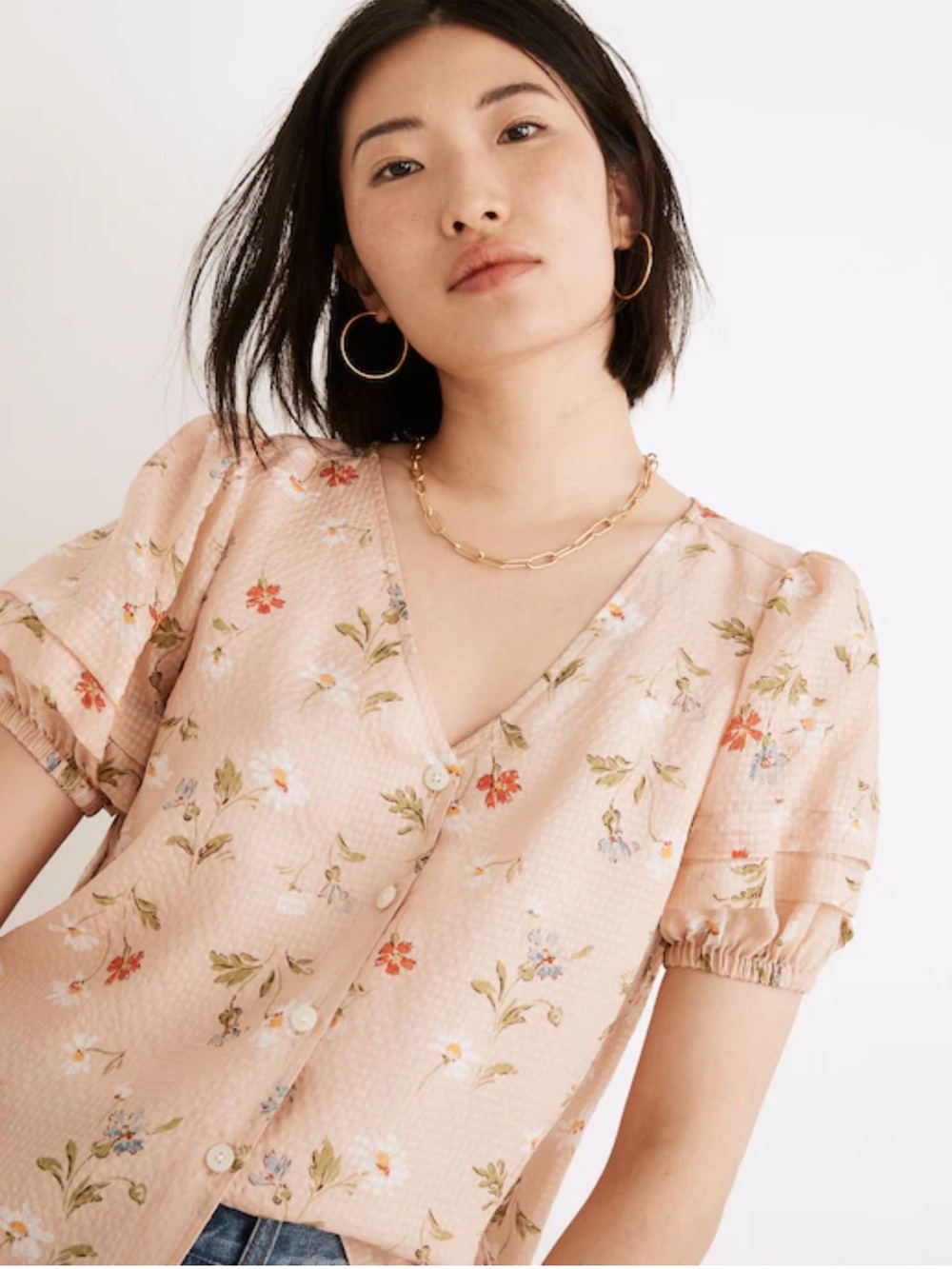 Madewell
Silk Pembroke Top in Seaside Floral Blouse Sz L - Picture 1 of 13
